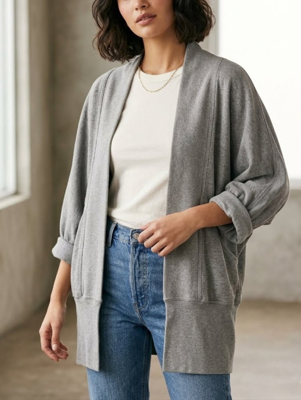 Free People Beach Slouchy Oversized Doleman Sleeve Cocoon Cardigan Lounge Cozy